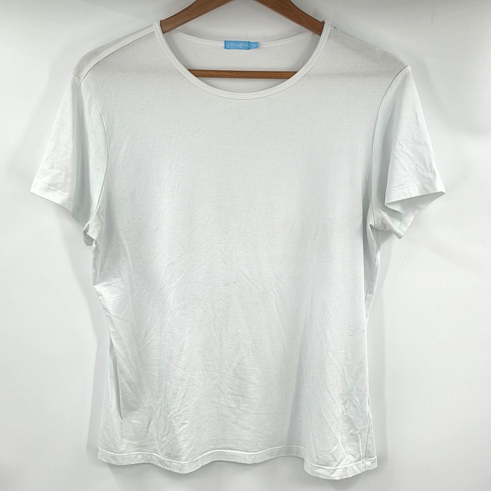 J.McLaughlin Womens White Short Sleeve Cotton Modal Blend Crew Neck Tee XL